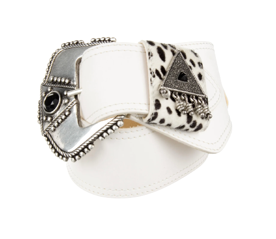 Saint Laurent White Leather Western Corset Belt