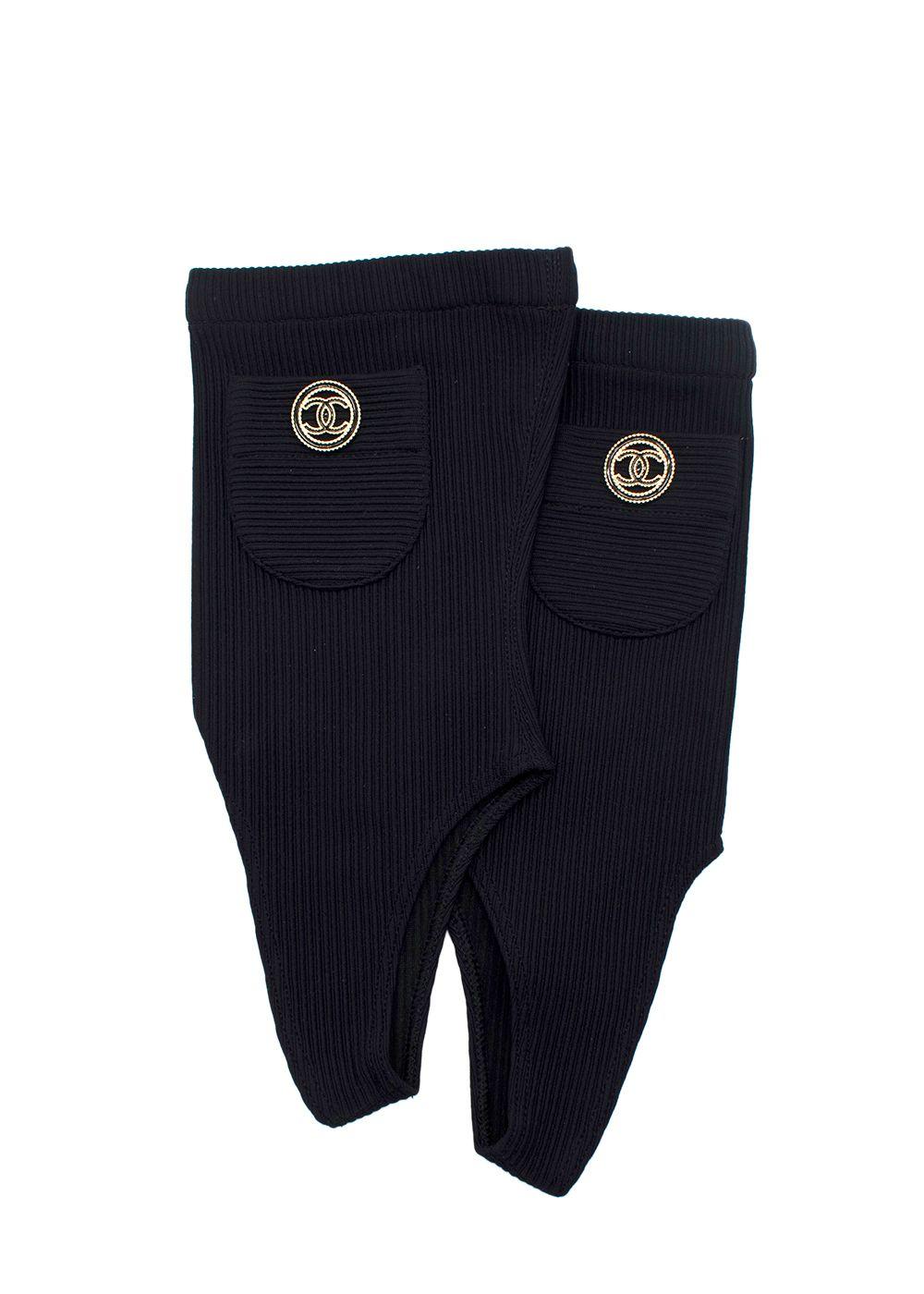 Chanel Navy Ribbed Stirrup Socks