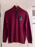 Crest Detail Red Quarter Zip Jumper