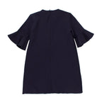 Il Gufo Girls 5Y Navy Ruffle Sleeve Dress