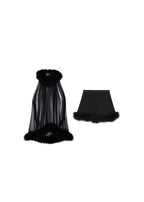 Feather-trimmed silk crêpe top & shorts
