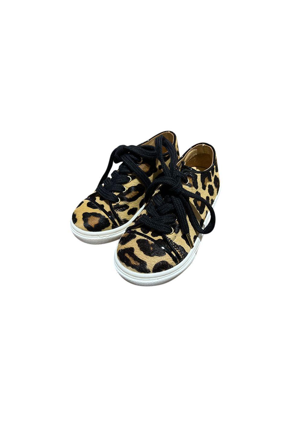 Leopard print calf hair trainers