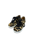 Leopard print calf hair trainers