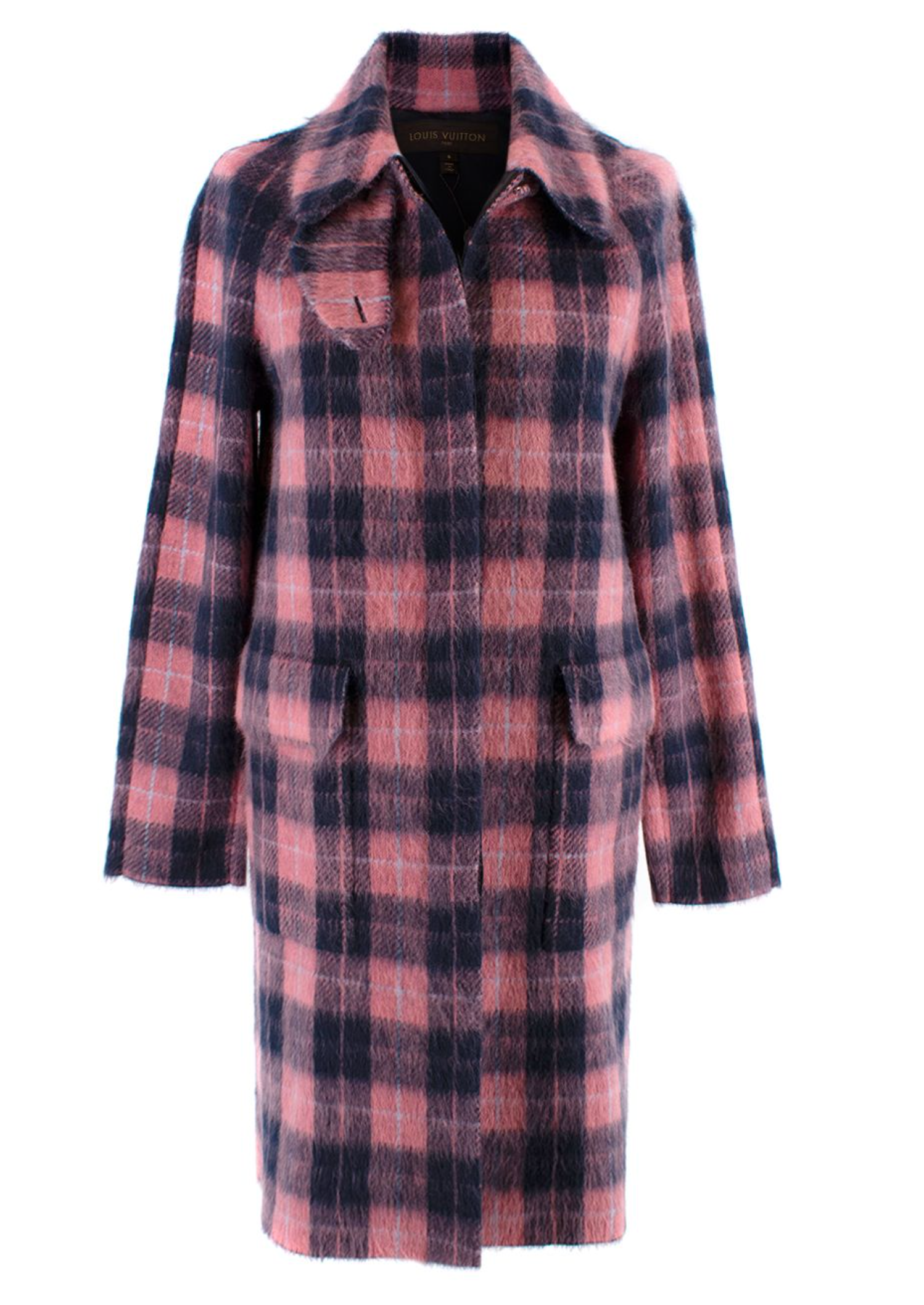 Louis Vuitton Pink & Blue Mohair Single Breasted Coat