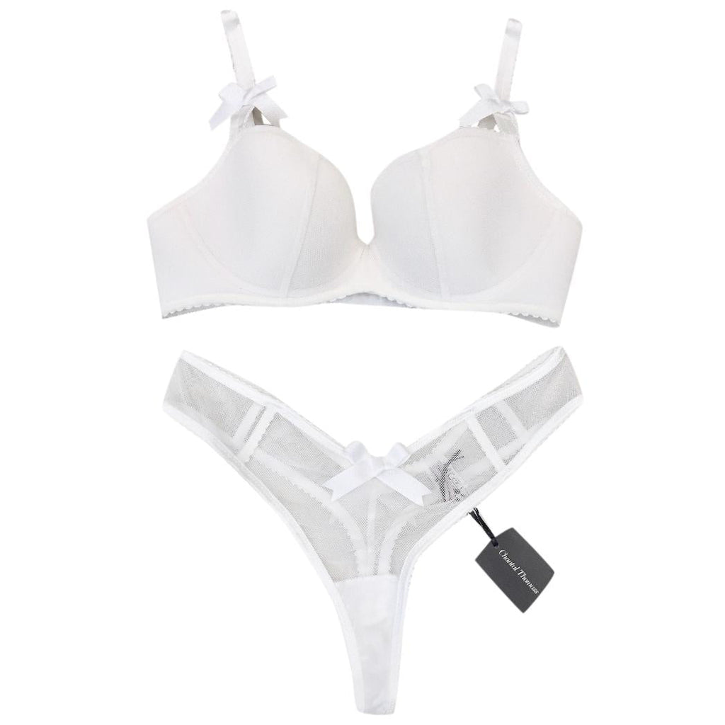Chantal Thomass Paris White Riviera Pad Corset Bra & Thong Set