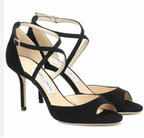 Jimmy Choo Black Suede Emsy 85 Sandals