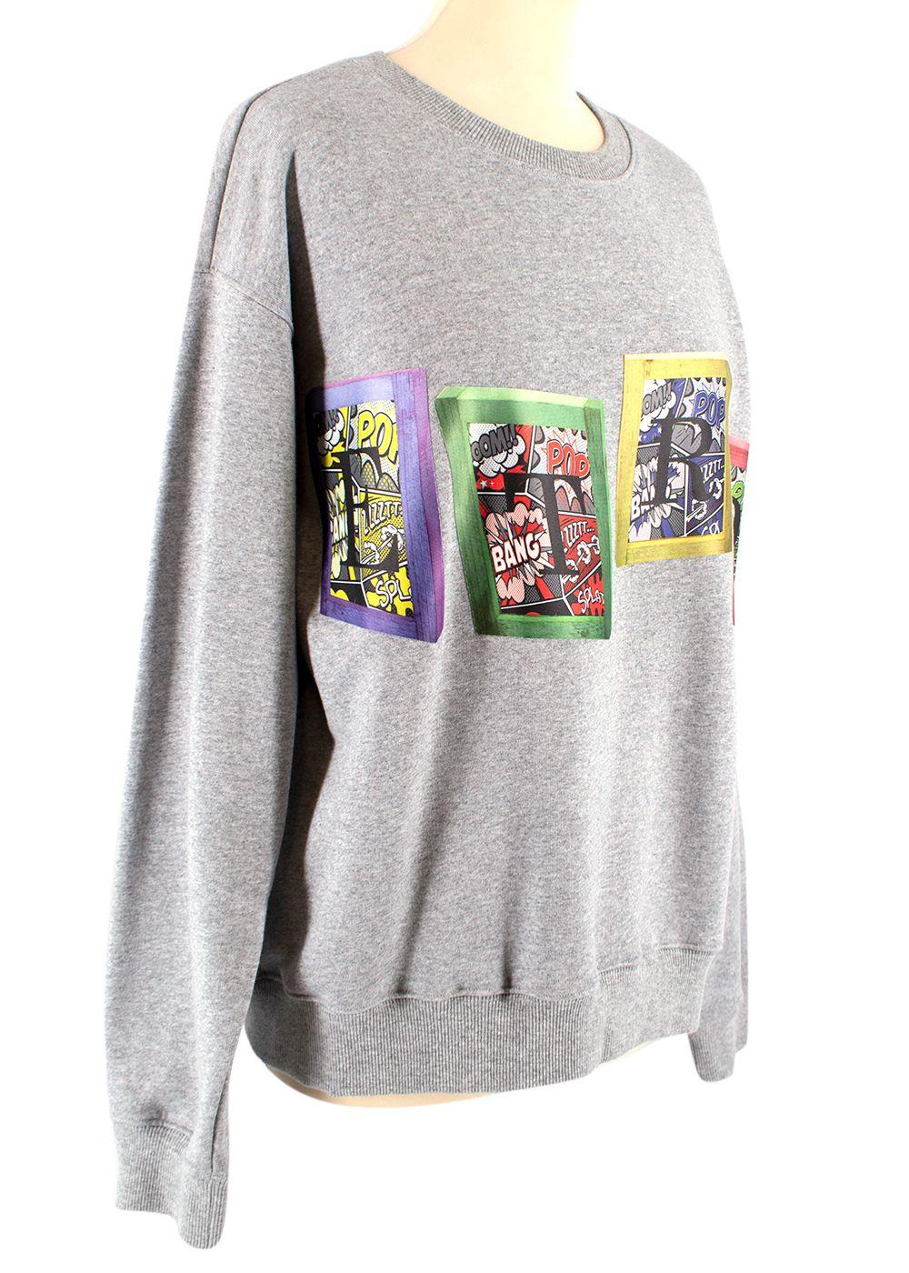 Grey Comic Print Sweatshirt