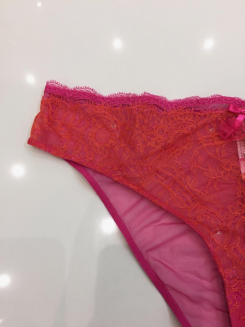Chantal Thomass Fuchsia Pink & Orange Calais Leavers Lace Brief