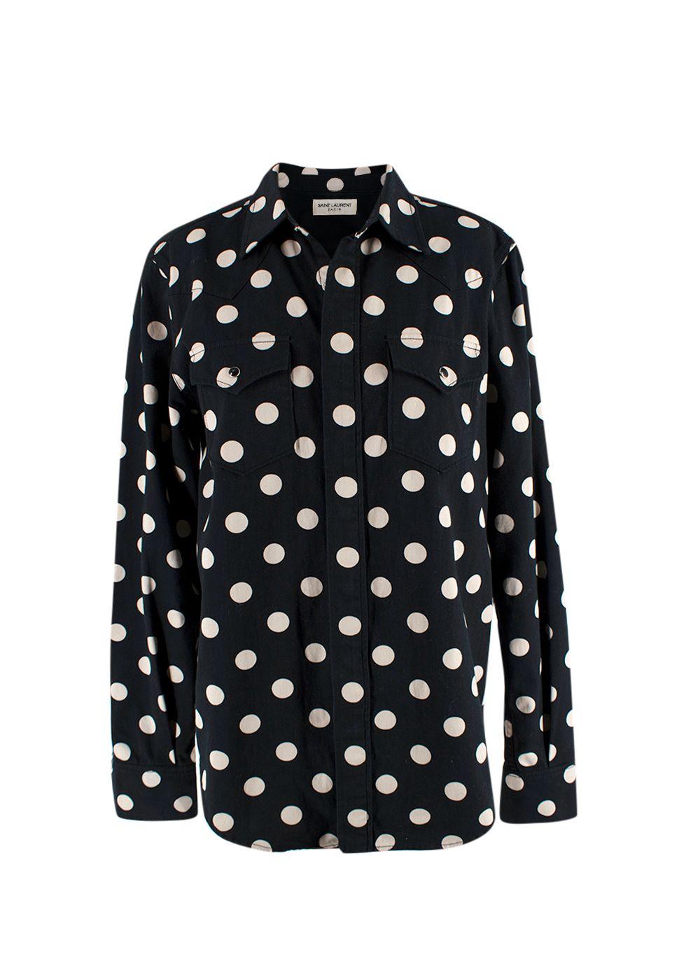 Saint Laurent Black Polka Dot Cotton Shirt Jacket