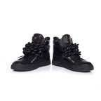 Giuseppe Zanotti Black Double Chain Leather High Top Sneakers