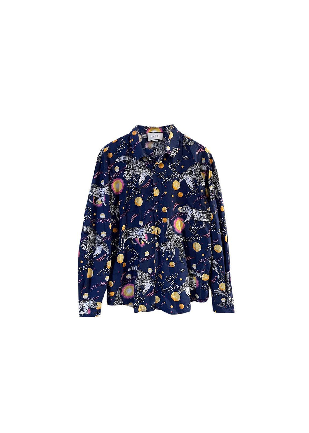 Navy space animals cotton shirt