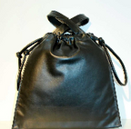 Black leather tote bag