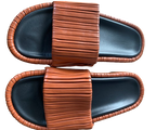 NEOUS Tan Brown Leather Slides