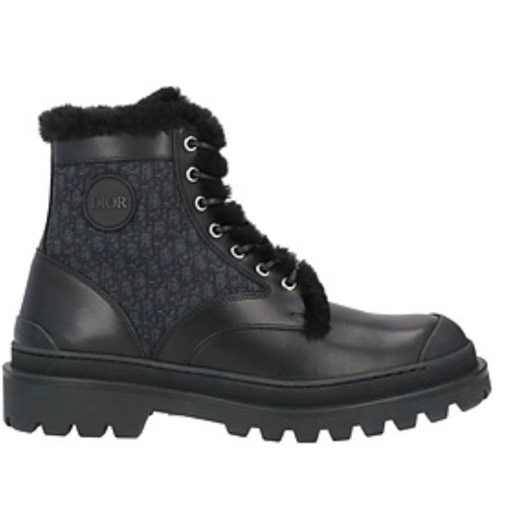 Dior Black Monogram Shearling Boots