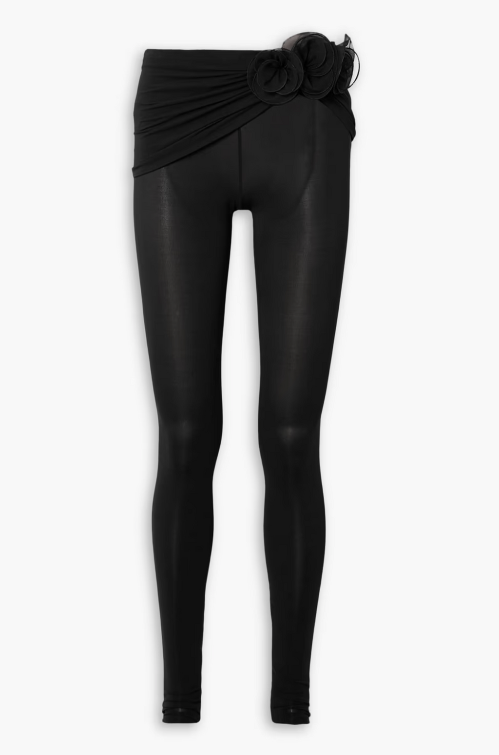 Magda Butrym Floral-Appliquéd Silk Georgette-Trimmed Jersey Trousers