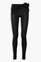 Magda Butrym Floral-Appliquéd Silk Georgette-Trimmed Jersey Trousers