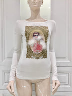 Blumarine Marabou Feather Winter White Top