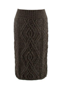 Chloe Grey Cable Knit Merino Wool Pencil Skirt
