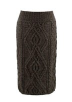 Chloe Grey Cable Knit Merino Wool Pencil Skirt