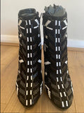 Burberry Prorsum Black & White Beaded Suede 115 Ankle Boots
