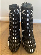 Burberry Prorsum Black & White Beaded Suede 115 Ankle Boots