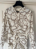 Kersey Chain Printed Ruched White Dress