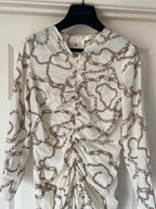 Kersey Chain Printed Ruched White Dress