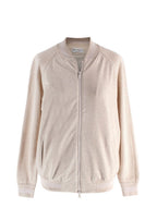 Brunello Cucinelli Beige Knit Sleeve Jersey Bomber Jacket