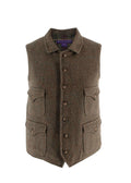 Ralph Lauren Khaki Tweed Alpaca Blend Gilet
