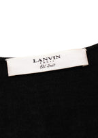 Lanvin Black and Navy Wrap Blouse with Frill Detail