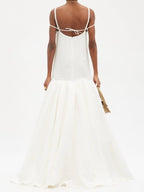 La Robe Amour Tie Detail Linen Jacquard Gown