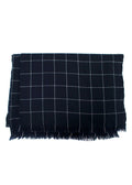 Bespoke Navy Check Cashmere Blend Scarf
