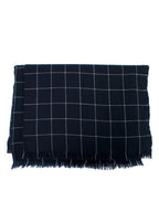 Bespoke Navy Check Cashmere Blend Scarf