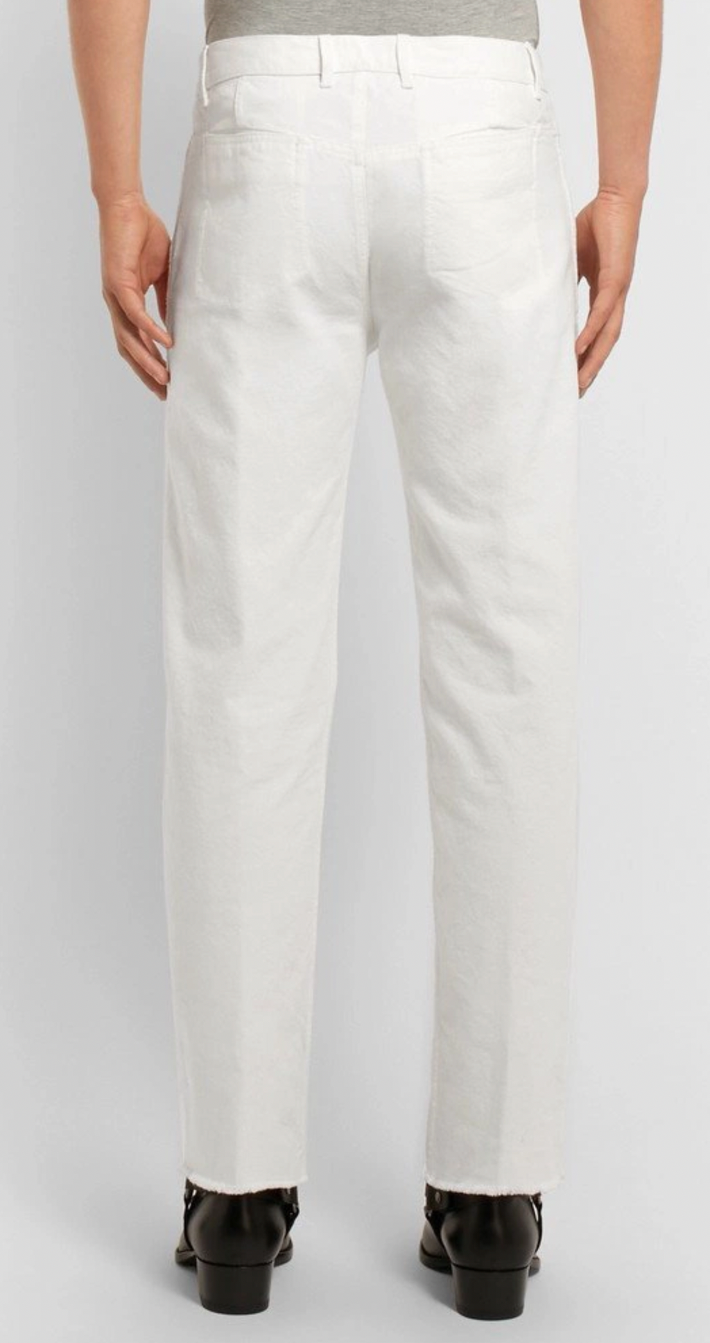 Haider Ackermann White Slim-Fit Distressed Denim Jeans