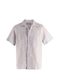 Canali Grey Botanical Pattern Short Sleeve Linen Shirt