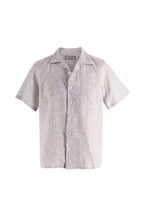 Canali Grey Botanical Pattern Short Sleeve Linen Shirt