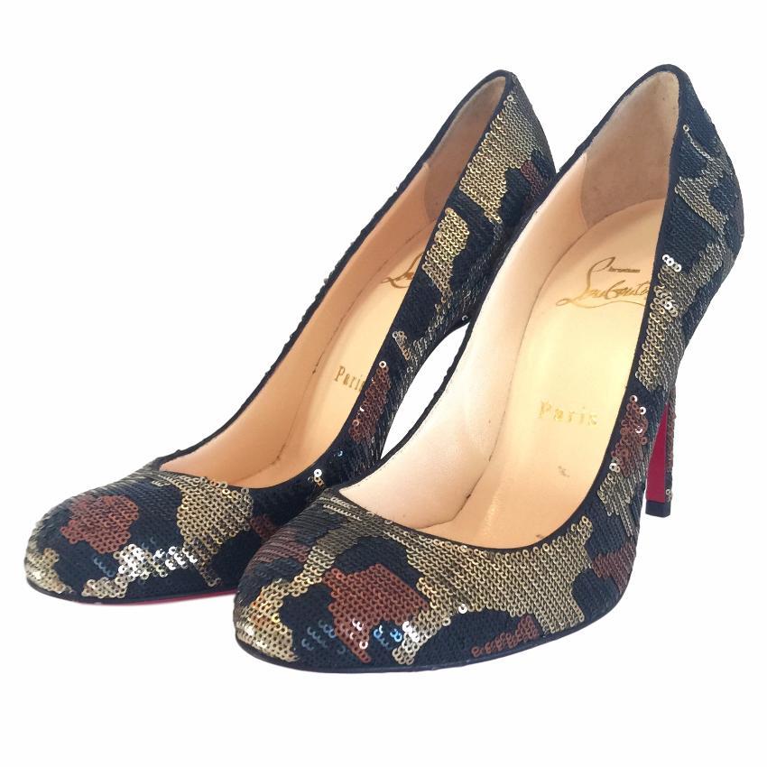 Christian Louboutin Fifi Paillettes Sequin Leopard Heels