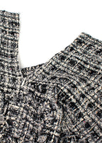 Chanel Black and White Tweed Mini Skirt with Fringe Hem
