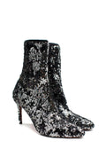 Aquazzura Black Sequin Heel Ankle Boots
