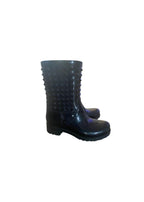 black rubber Rockstud long rain boots