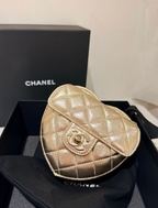 Chanel Gold Quilted Heart Bag