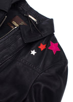 Roberto Cavalli Black Embellished Leather Trucker Jacket