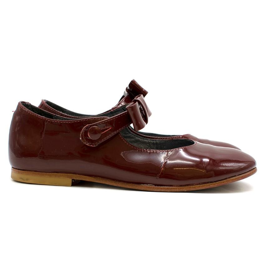 Bonpoint Girl's Patent Leather Burgundy Red Ballet Flats