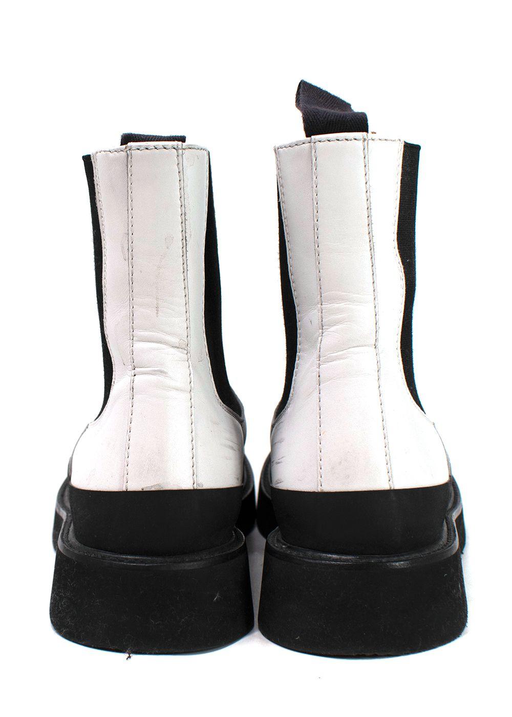 Celine White & Black Chelsea Ankle Boots