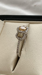 Bespoke 18ct White Gold and Yellow Diamond Trilogy Ring