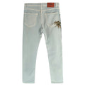 Etro Washed Blue Palm Tree Embroidered Jeans