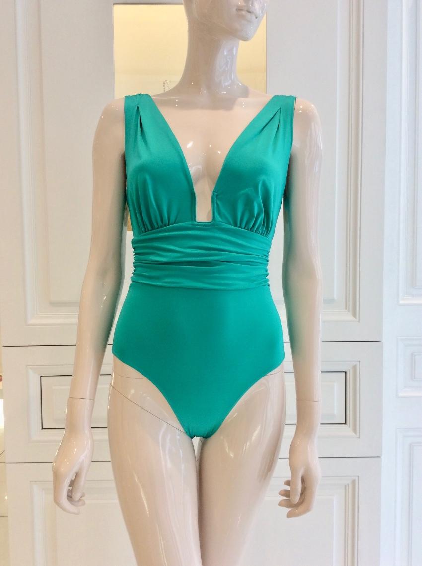 Nicole Olivier Emerald Green Couture One-Piece Swimsuit