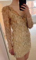 V-neck sequin-embellished dress
