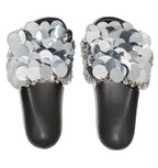 Paco Rabanne Silver Sequin Slides