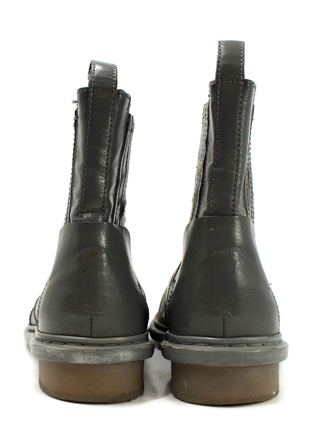 Balenciaga Grey Distressed Leather Chelsea Boots